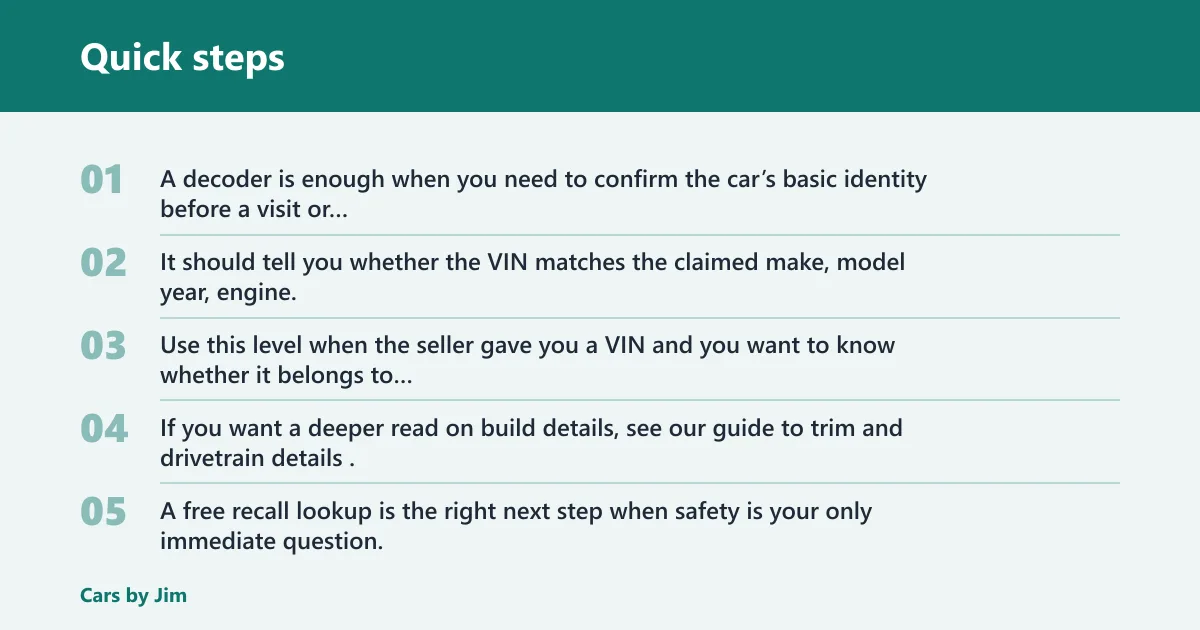 Quick steps: Which VIN check is best for your risk?