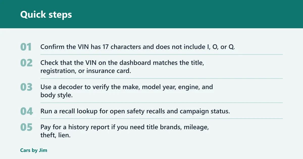 Quick steps: What to compare before paying for a VIN check
